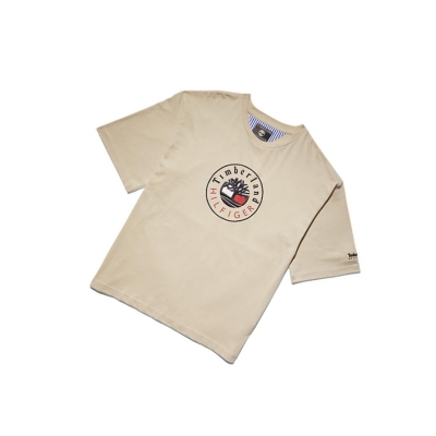 Men's Timberland Tommy Hilfiger x Timberland® Re-imagined Logo T Shirts Beige | VEY-235680