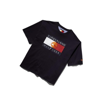 Men's Timberland Tommy Hilfiger x Timberland® Re-Mixed Flag T Shirts Blue | YJT-437659