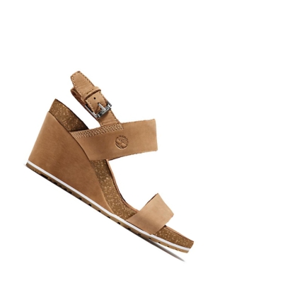 Women's Timberland Capri Sunset Wedge Sandals Light Brown | GJE-570163