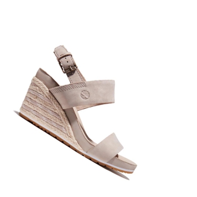 Women's Timberland Capri Sunset Wedge Sandals Beige | PQR-436287