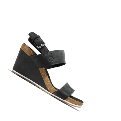 Women's Timberland Capri Sunset Wedge Sandals Black | ZMO-341205